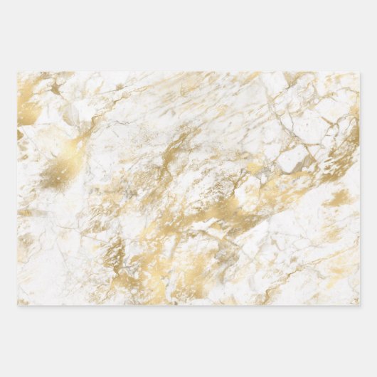 Modern wit en gouden marmer inpakpapier vel (Voorkant)