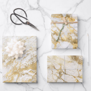 Modern wit en gouden marmeren patroon inpakpapier vel