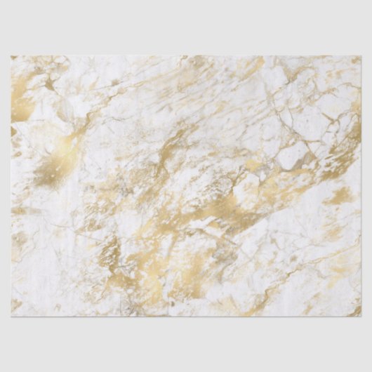 Modern wit en gouden marmeren patroon tissuepapier (Voorkant)