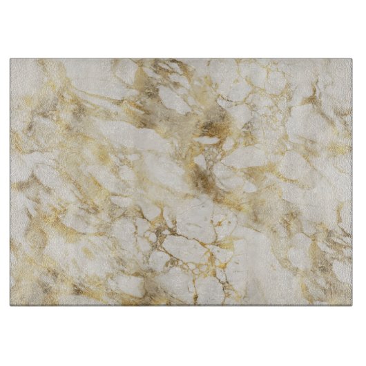 Modern wit en gouden marmerpatroon snijplank (Voorkant)