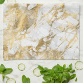 Modern wit en gouden marmerpatroon theedoek (Gevouwen)