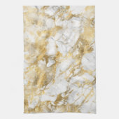 Modern wit en gouden marmerpatroon theedoek (Verticaal)