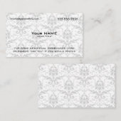 Modern wit en grijs damast visitekaartje (Voorkant / Achterkant)