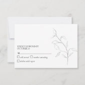 Modern wit en grijs script botanisch Geen menu RSV (Achterkant)