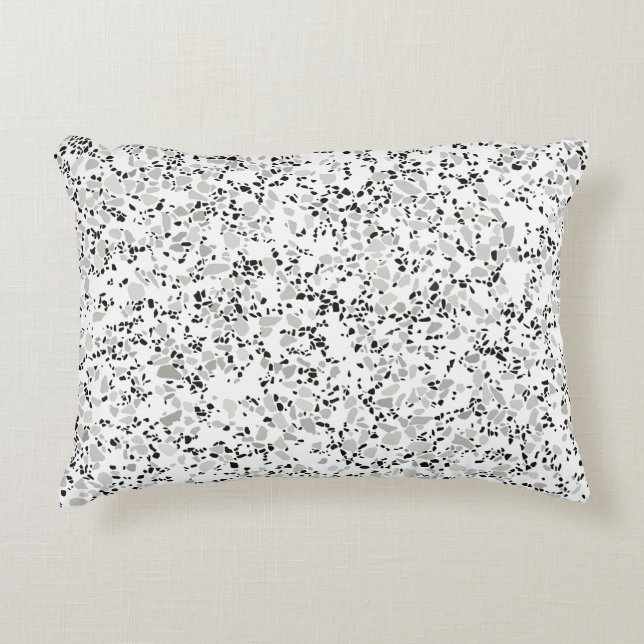 Modern wit en grijs terrazzo patroon accent kussen (Voorkant)