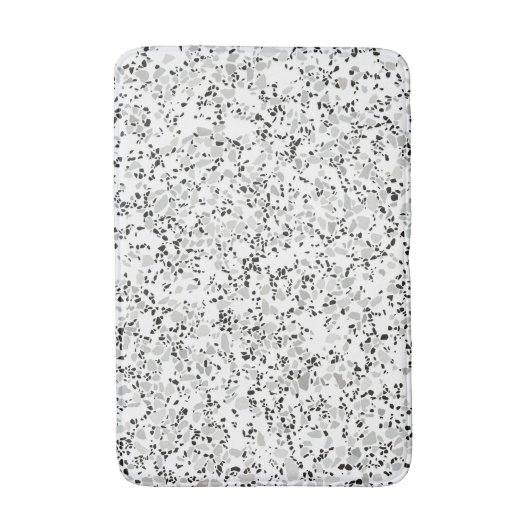 Modern wit en grijs terrazzo patroon badmat (Voorkant Verticaal)