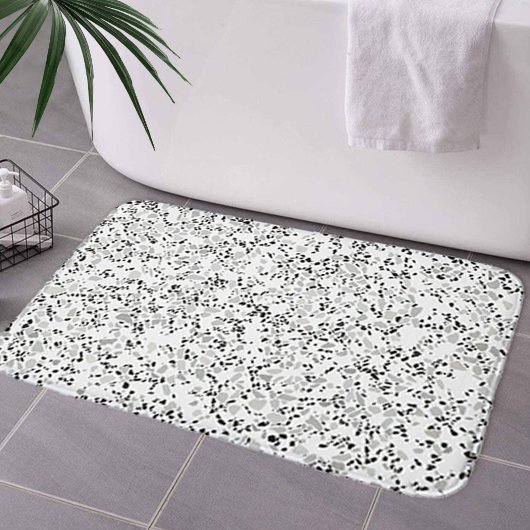 Modern wit en grijs terrazzo patroon badmat
