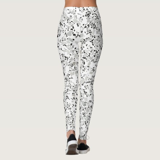 Modern wit en grijs terrazzo patroon leggings (Achterkant)