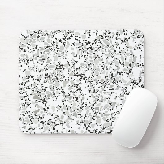 Modern wit en grijs terrazzo patroon muismat (Met muis)