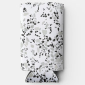 Modern wit en grijs terrazzo patroon seltzer blikjeskoeler (Voorkant)