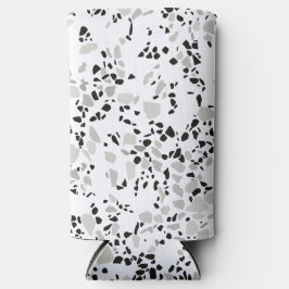 Modern wit en grijs terrazzo patroon seltzer blikjeskoeler
