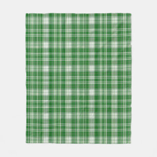 Modern wit en groen geruite fleece deken