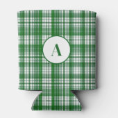 Modern wit en groen geruite patroon blikjeskoeler (Achterkant)