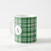Modern wit en groen geruite patroon koffiemok (Voorkant links)