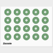 Modern wit en groen geruite ronde sticker (Vel)