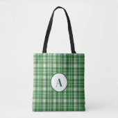Modern wit en groen geruite tote bag (Voorkant)
