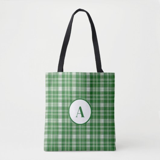 Modern wit en groen geruite tote bag (Voorkant)