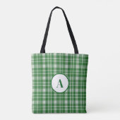 Modern wit en groen geruite tote bag (Achterkant)