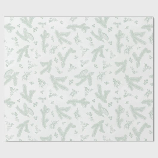 Modern wit en Mint Holly en Pine Cadeaupapier (Vlak)