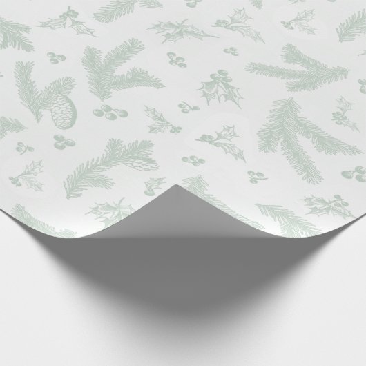 Modern wit en Mint Holly en Pine Cadeaupapier (Hoek)