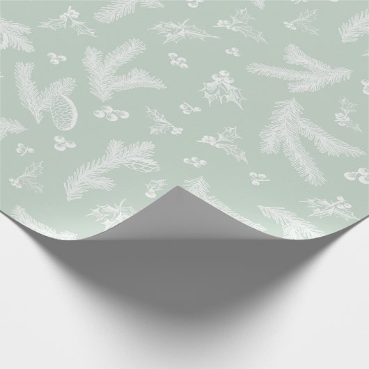 Modern wit en Mint Holly en Pine Cadeaupapier (Hoek)