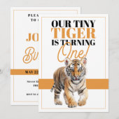 Modern Wit en Oranje Wild Tiger Oerwoud Verjaardag Kaart (Voorkant / Achterkant)