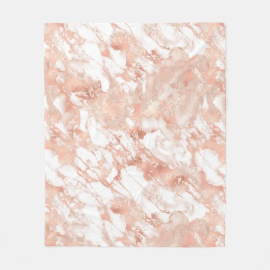 Modern wit en Roos gouden marmer Fleece Deken (Voorkant)
