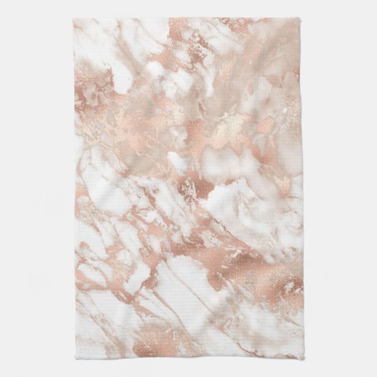 Modern wit en Roos gouden marmer Theedoek (Verticaal)