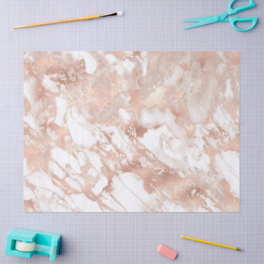 Modern wit en Roos gouden marmer Tissuepapier (Craft)