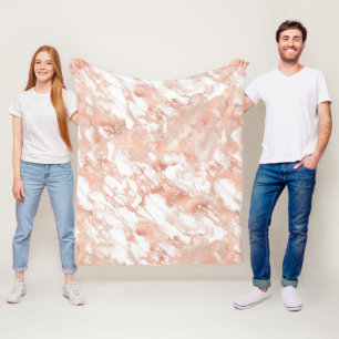 Modern wit en roosgouden marmeren patroon fleece deken