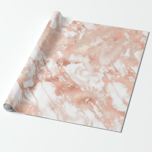 Modern wit en roosgouden marmerpatroon cadeaupapier