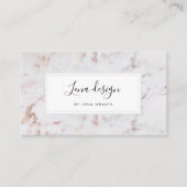 Modern wit en roze marmer visitekaartje (Voorkant)