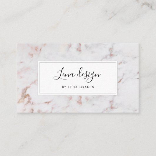 Modern wit en roze marmer visitekaartje (Voorkant)