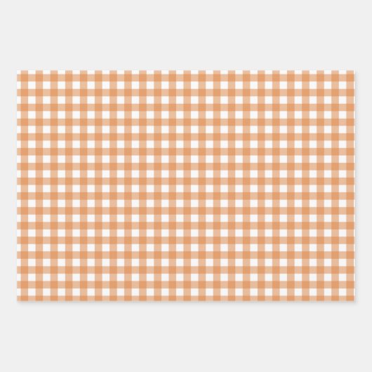 Modern wit en Sinaasappel Gingham Plaid Inpakpapier Vel (Voorkant 3)