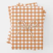 Modern wit en Sinaasappel Gingham Plaid Inpakpapier Vel (In situ)