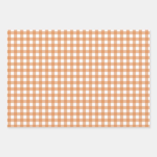 Modern wit en Sinaasappel Gingham Plaid Inpakpapier Vel (Voorkant)