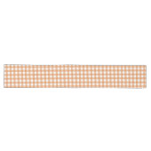 Modern wit en Sinaasappel Gingham Plaid Lange Tafelloper (Horizontaal)