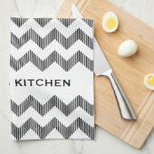 modern wit en zwart Chevron-patroon Theedoek (Quarter Fold)