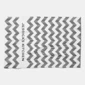 modern wit en zwart Chevron-patroon Theedoek (Horizontaal)