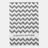 modern wit en zwart Chevron-patroon Theedoek (Verticaal)