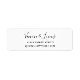 Modern Wit en Zwart Chique Script Retouradres Etiket
