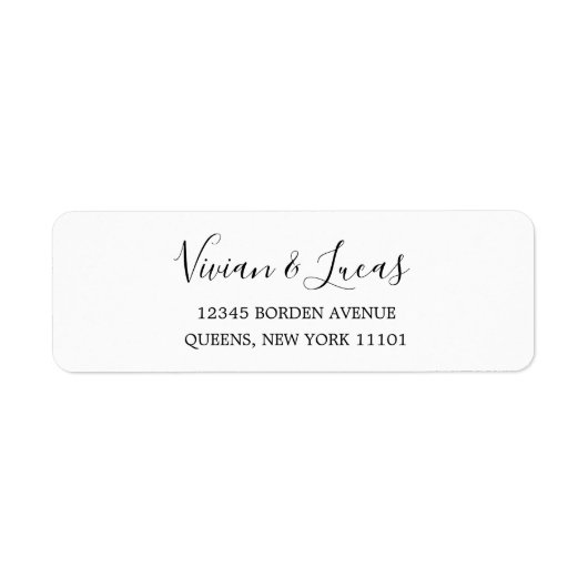 Modern Wit en Zwart Chique Script Retouradres Etiket (Voorkant)