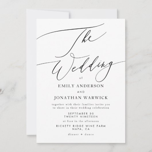 Modern Wit en Zwart Eenvoudig Fotohuwelijk Kaart (Voorkant)