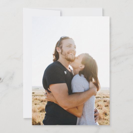 Modern Wit en Zwart Eenvoudig Fotohuwelijk Kaart (Achterkant)