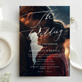 Modern Wit en Zwart Eenvoudig Fotohuwelijk Kaart