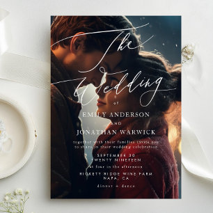 Modern Wit en Zwart Eenvoudig Fotohuwelijk Kaart