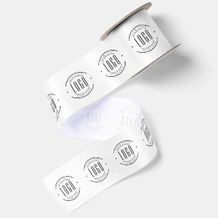 Modern wit en zwart eenvoudig voeg uw logo toe satijnen lint