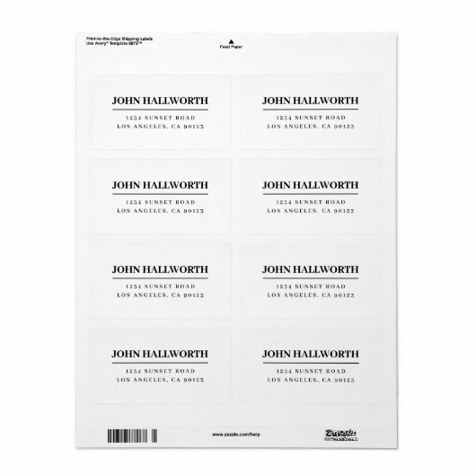 Modern wit en zwart etiket (Full Sheet)