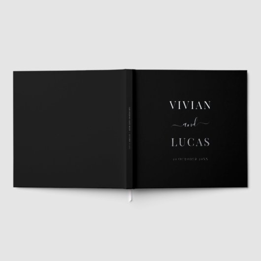 Modern Wit en Zwart Formele Minimale Bruiloft Gastenboek (Volledig)