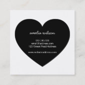 Modern wit en zwart gemaakt met liefdeshart vierkante visitekaartje (Achterkant)